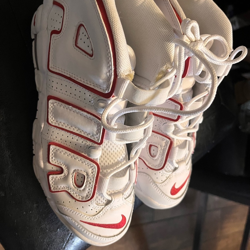 Kids White and Red Athletic Shoes